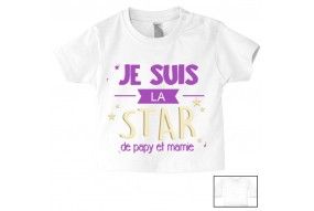 Tee-shirt de bébé je suis la star de papy et mamie fille