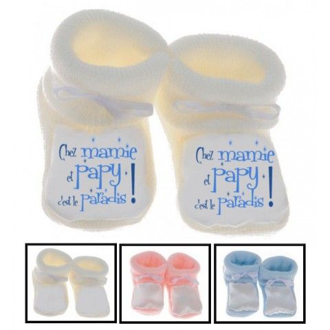 Chaussons de bébé chez mamie et papy c’est le paradis étoiles garçon