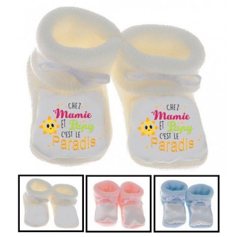 Chaussons de bébé chez mamie et papy c’est le paradis étoiles soleil fille