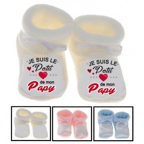 Chaussons de bébé je suis le petit cœur de mon papy