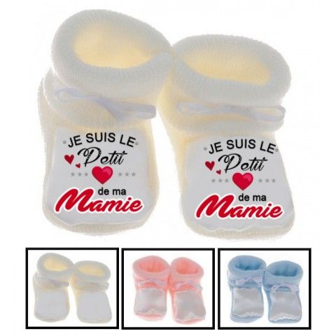 Chaussons de bébé je suis le petit cœur de ma mamie