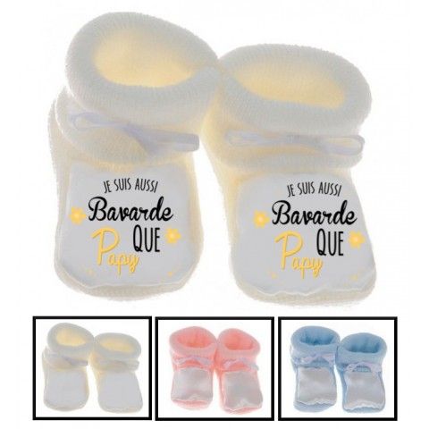 Chaussons de bébé je suis bavarde que papy