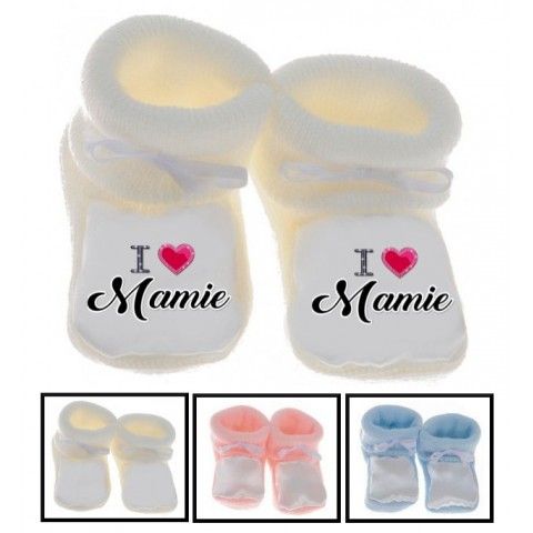 Chaussons de bébé i love mamie brillant fille