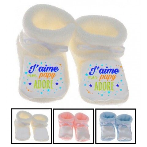 Chaussons de bébé j’aime mon papy adoré garçon