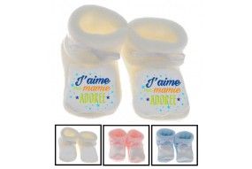 Chaussons de bébé j’aime ma mamie adorée garçon 