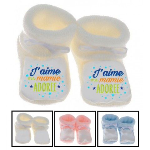 Chaussons de bébé j’aime ma mamie adorée garçon 