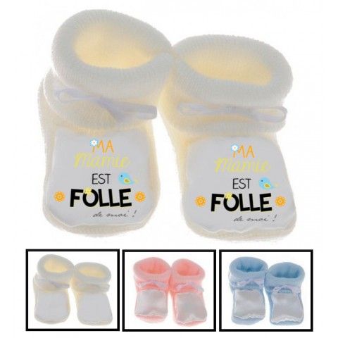 Chaussons de bébé ma mamie est folle de moi garçon