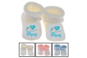 Chaussons de bébé je t’aime papy cristal garçon