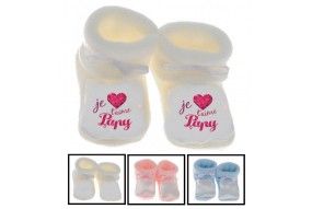 Chaussons de bébé je t’aime papy cristal fille