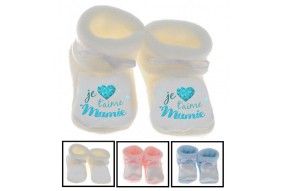 Chaussons de bébé je t’aime mamie cristal garçon