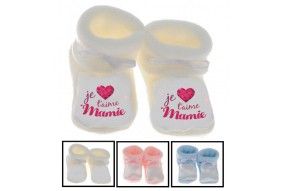 Chaussons de bébé je t’aime mamie cristal fille