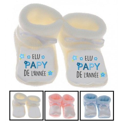 Chaussons de bébé élu papy de l’année garçon