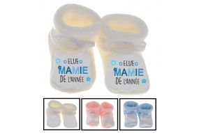 Chaussons de bébé élue mamie de l’année garçon