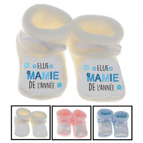 Chaussons de bébé élue mamie de l’année garçon