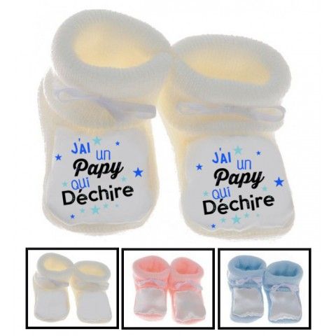 Chaussons de bébé j’ai un papy qui déchire étoiles garçon