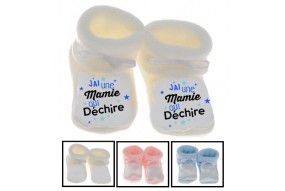 Chaussons de bébé j’ai une mamie qui déchire étoiles garçon