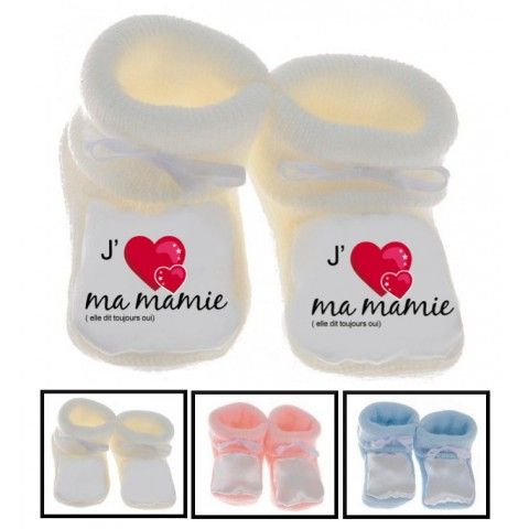 Chaussons de bébé j’aime ma mamie elle dit toujours oui fille