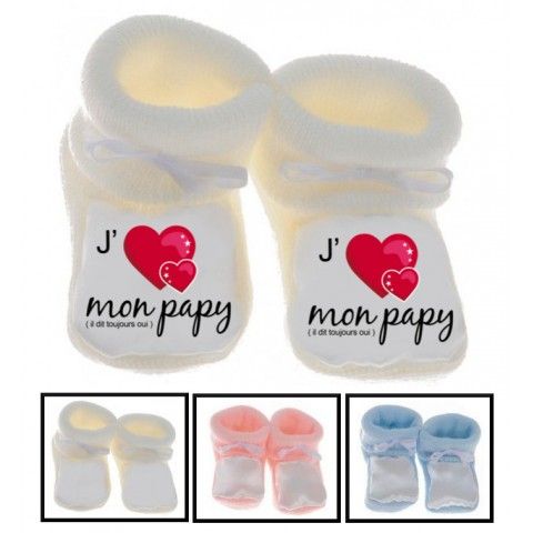 Chaussons de bébé j’aime mon papy il dit toujours oui fille