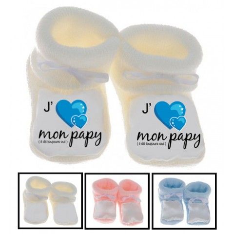 Chaussons de bébé j’aime mon papy il dit toujours oui garçon