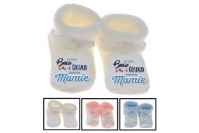 Chaussons de bébé je suis beau et costaud comme mamie