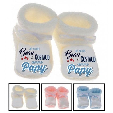 Chaussons de bébé je suis beau et costaud comme papy