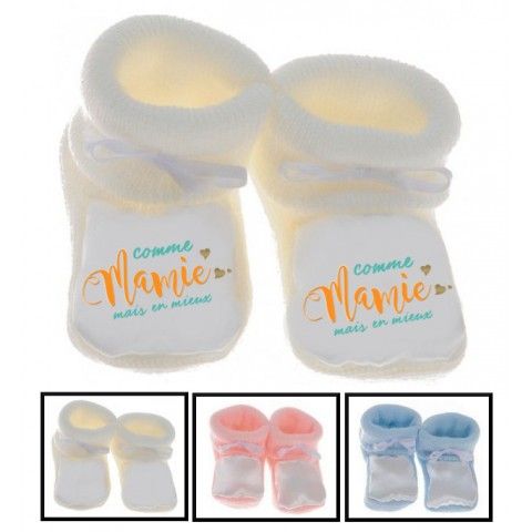 Chaussons de bébé comme mamie mais en mieux garçon