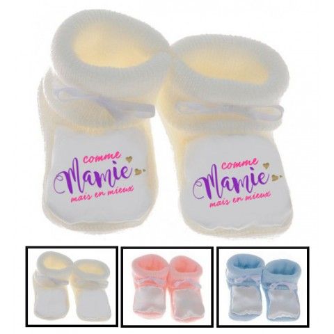 Chaussons de bébé comme mamie mais en mieux fille