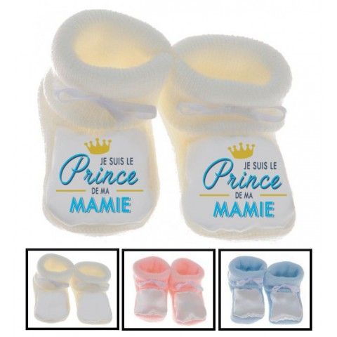 Chaussons de bébé je suis le prince de ma mamie