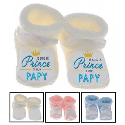 Chaussons de bébé je suis le prince de mon papy