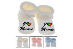 Chaussons de bébé j’aime mamie bicolore