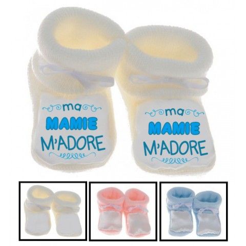 Chaussons de bébé ma mamie m’adore garçon