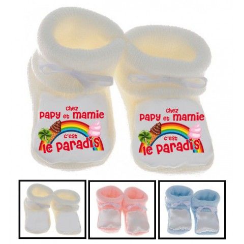 Chaussons de bébé chez papy et mamie c’est le paradis rainbow