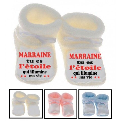 Chaussons de bébé marraine tu es l’étoile qui illumine ma vie