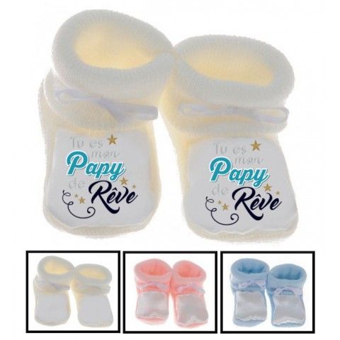 Chaussons de bébé tu es mon papy de rêve star garçon