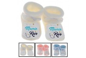 Chaussons de bébé tu es ma mamie de rêve star garçonfuture musicienne saxo