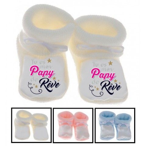 Chaussons de bébé tu es mon papy de rêve star fille