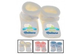 Chaussons de bébé de bébé ma mamie est la meilleure garçon