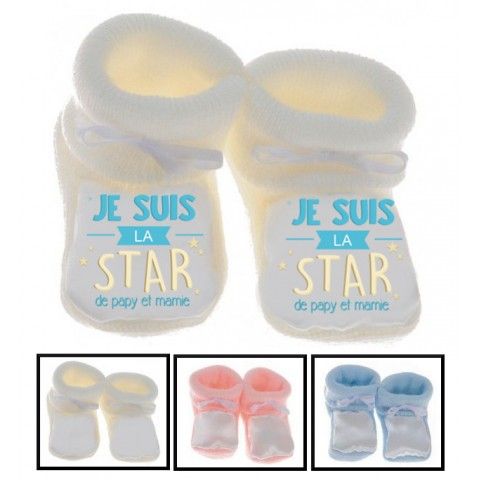 Chaussons de bébé je suis la star de papy et mamie garçon