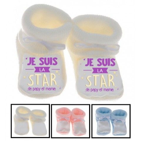 Chaussons de bébé je suis la star de papy et mamie fille