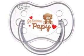 Tétine de bébé je t’aime papy nounours marron