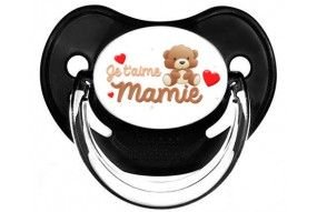 Tétine de bébé je t’aime mamie nounours marron