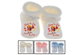 Chaussons de naissance range tes bibs donne-moi des frites