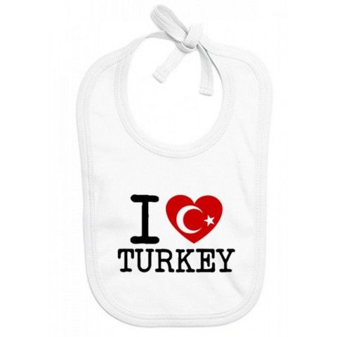 Bavoir de bébé i love Turkey flag