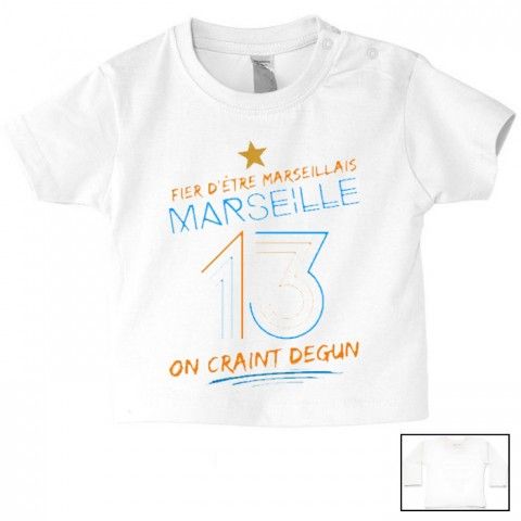 Tee-shirt de bébé fier d’être Marseillais on craint Degun