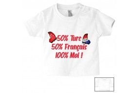 Tee-shirt de bébé 50% Turc 50% Français 100% Moi
