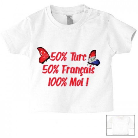 Tee-shirt de bébé 50% Turc 50% Français 100% Moi