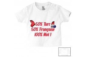 Tee-shirt de bébé 50% Turc 50% Française 100% Moi