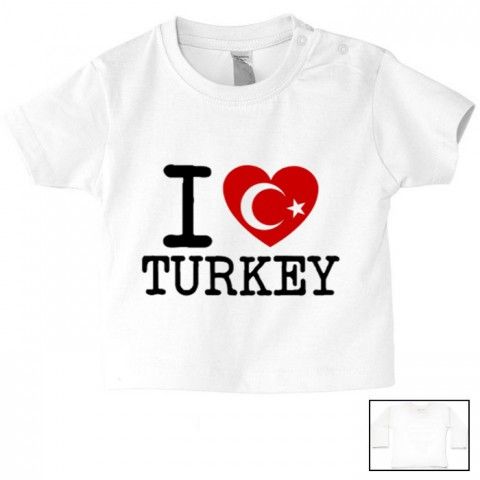 Tee-shirt de bébé i love Turkey flag