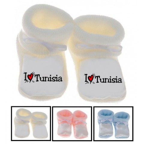 Chaussons de bébé  i love Tunisia coeur rouge