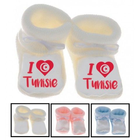 Chaussons de bébé i love Tunisia bold